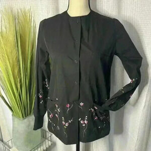 Blackstar Womens XS Long Sleeve Embroidered Scrub Jacket Snap Closure